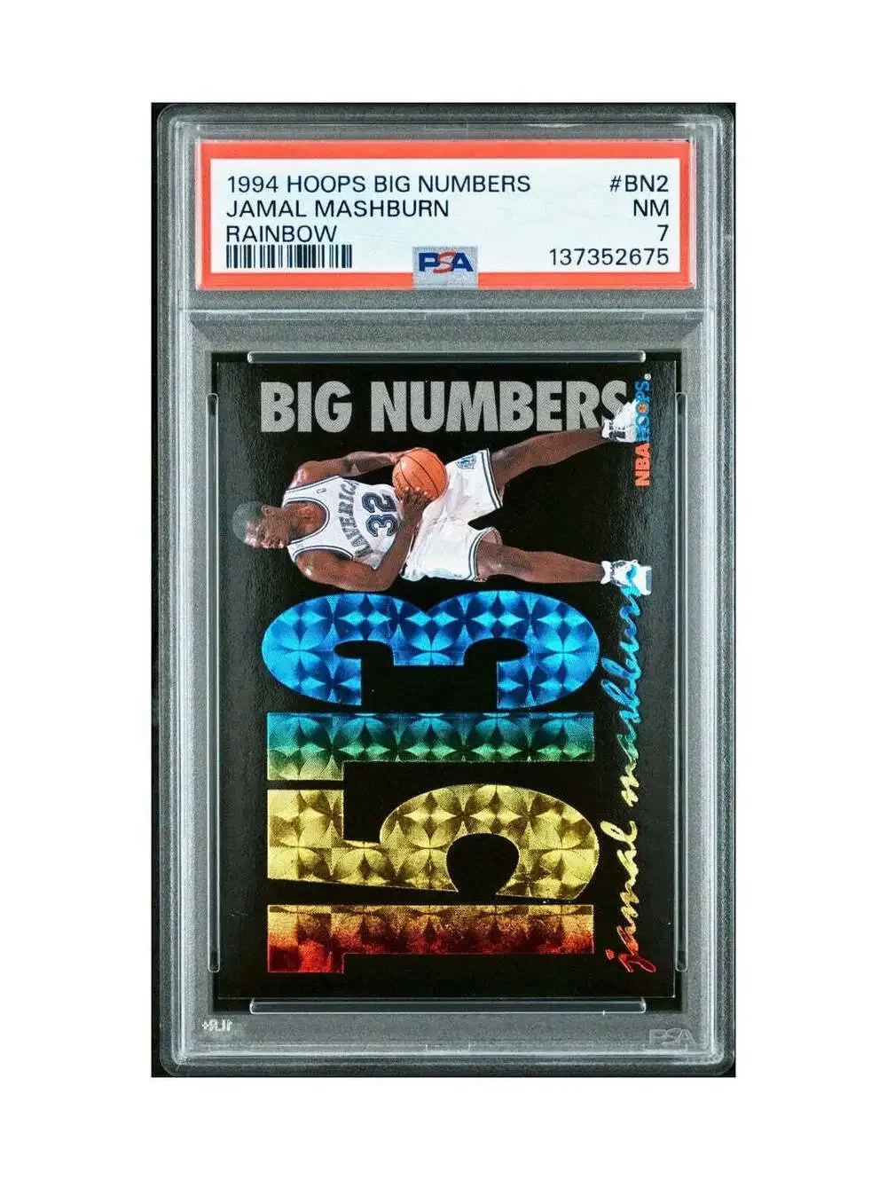Jamal Mashburn 1994 NBA Hoops Big Numbers #BN2 Rainbow PSA 7 NM